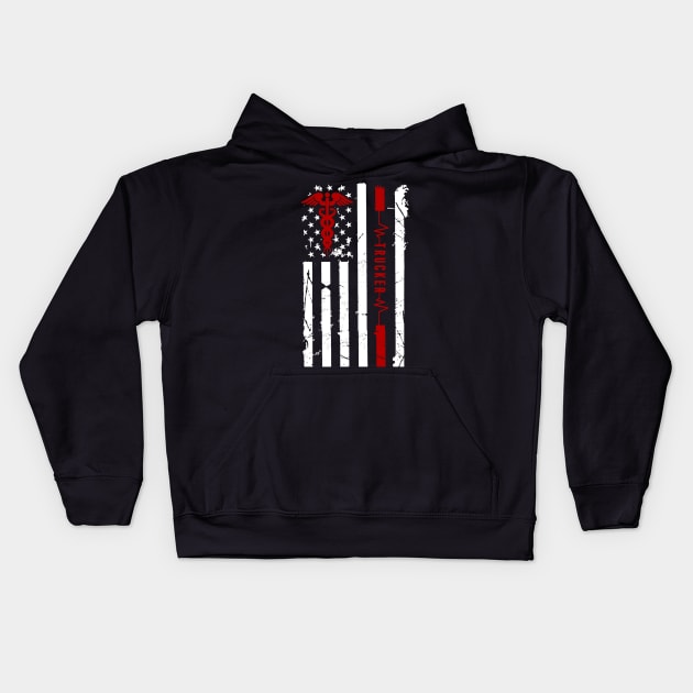 Trucker Heartbeat Flag American Kids Hoodie by Pelman